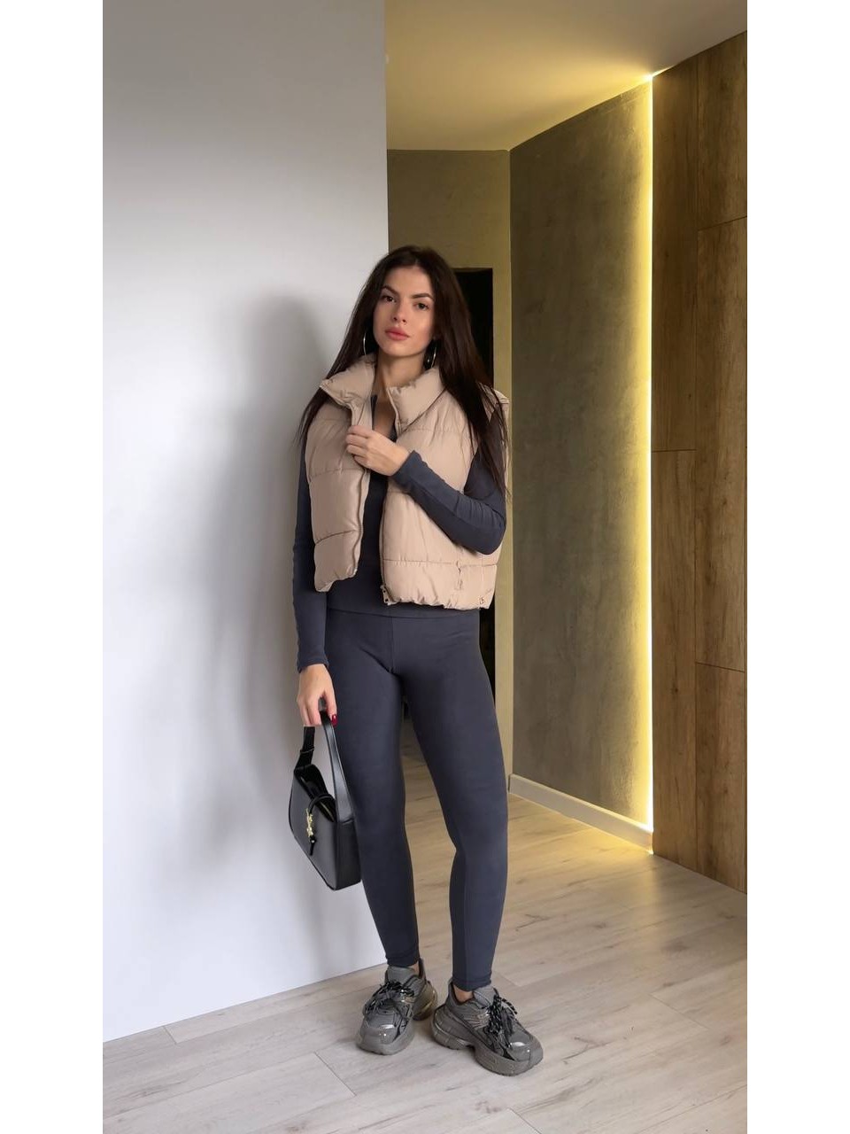 Женский теплый термокостюм графитового цвета 35596
