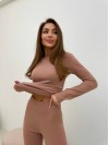 Жіночий теплий термокостюм кавового кольору 35783