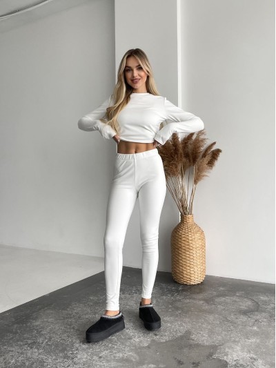 Жіночий теплий термокостюм молочного кольору 35661