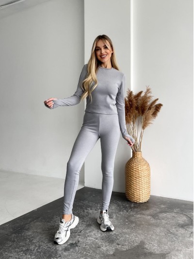 Жіночий теплий термокостюм сiрого кольору 35658