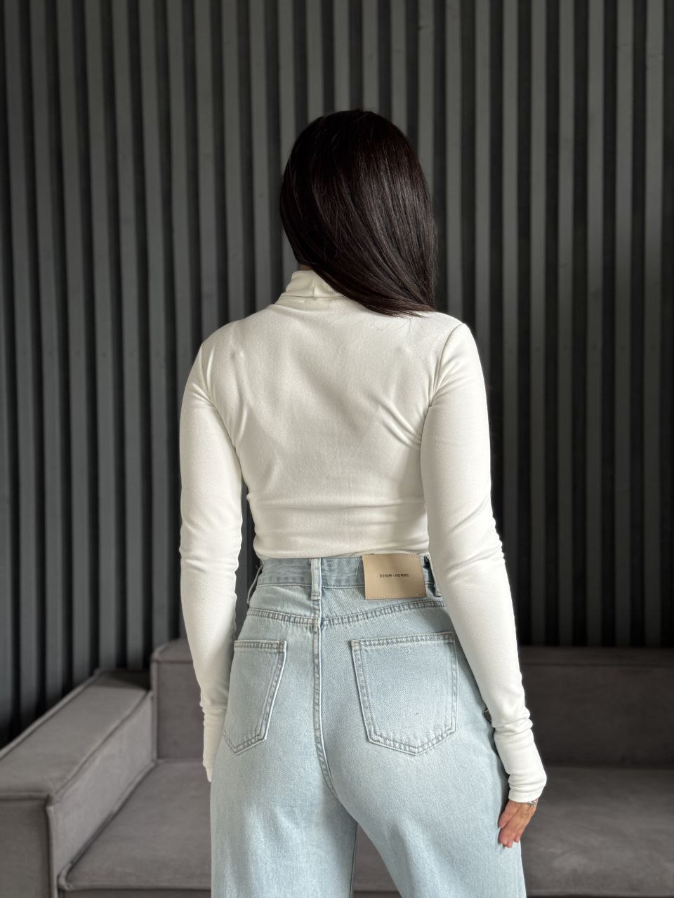 Женский термогольф молочного цвета 35385