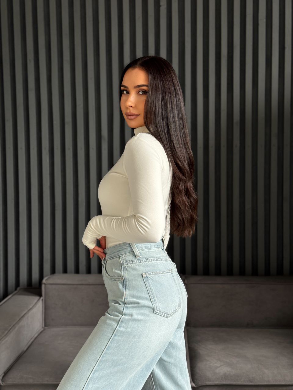 Женский термогольф молочного цвета 35385