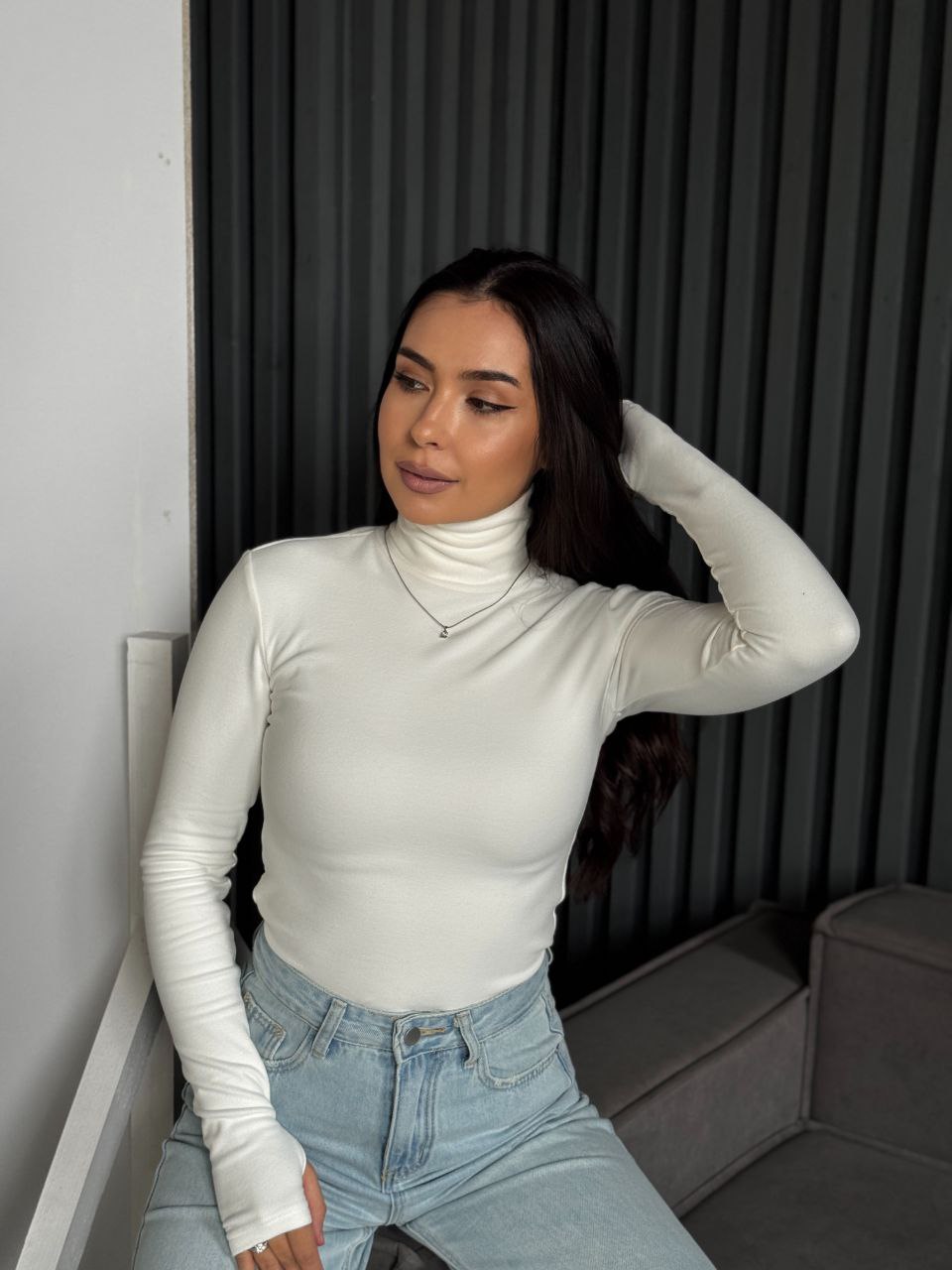 Женский термогольф молочного цвета 35385