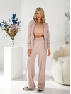Жіночий в'язаний костюм на змiйцi пудрового кольору 34520