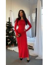 Жіночий вечірній костюм (боді+спідниця максі) червоного кольору 35930