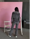 Женский велюровый костюм 3-ка графитового цвета 33846