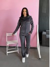 Женский велюровый костюм 3-ка графитового цвета 33846