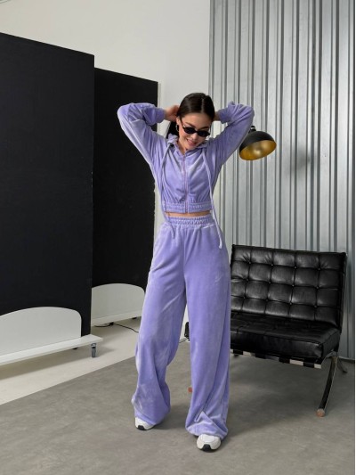 Жіночий велюровий костюм бузкового кольру 34784