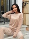 Жіночий велюровий костюм двійка бежевого кольору 34133