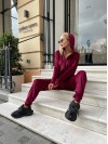 Жіночий велюровий костюм двійка бордового кольору 34579