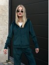 Жіночий велюровий костюм двійка смарагдового кольору 34580