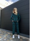Жіночий велюровий костюм двійка смарагдового кольору 34580