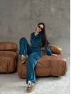 Жіночий велюровий костюм кольору морської хвилі 34786