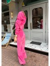 Жіночий велюровий костюм малинового кольору 34776