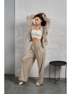 Жіночий велюровий костюм на змiйцi бежевого кольору 35511