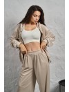 Жіночий велюровий костюм на змiйцi бежевого кольору 35511
