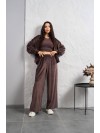 Жіночий велюровий костюм на змiйцi коричневого кольору 35515