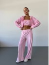 Жіночий велюровий костюм трійка рожевого кольору 34399