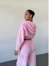 Жіночий велюровий костюм трійка рожевого кольору 34399