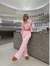 Жіночий велюровий костюм з топом рожевого кольору 35477