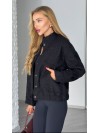 Жіночий вiльний бомбер букле чорного кольору 34446